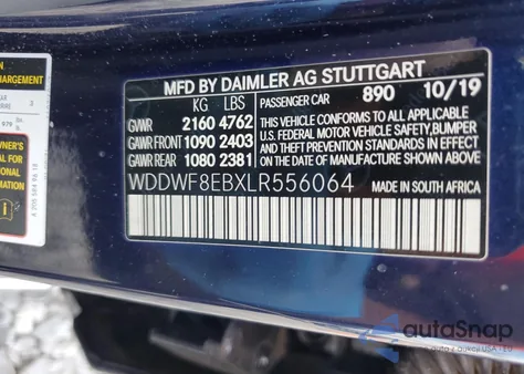 2020 Mercedes-Benz C 300 4Matic z USA, uszkodzony, nr VIN WDDWF8EBXLR556064